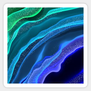 Abstract Blue and Green Beach Waves Sticker